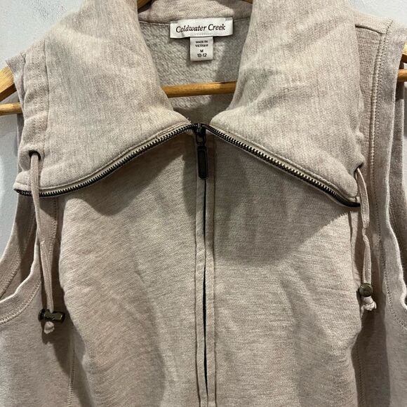 Coldwater Creek Fleece lined zippered tan vest Size M - Picture 4 of 7